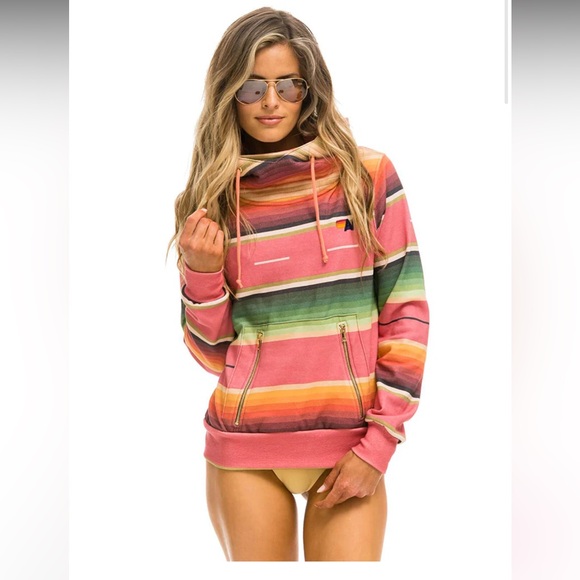Aviator Nation Tops - ‼️RARE‼️🎸AVIATOR NATION 🎸🔥NWT🔥 Serape Ninja Pullover Hoodie in
Pink— S